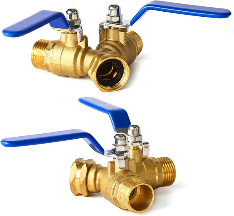 BILBAL Garden Hose Splitter 2 Way Heavy Duty, Brass Faucet Adapter With Long Handle For Gardening Water Hose Shut Off Valve Hose Connector Fittings Outdoor Water Spigot Hose Bib Y Splitter - Image 5